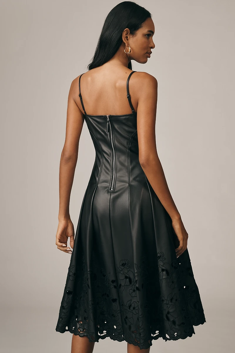 En Saison Nelly Faux-Leather Cutwork Dress
