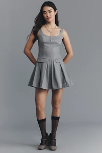En Saison Quinley Square-Neck Pleated Mini Dress