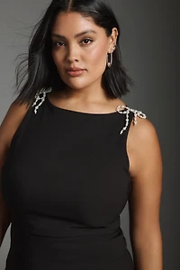 En Saison Leah Fringe-Hem Pearled Mini Dress