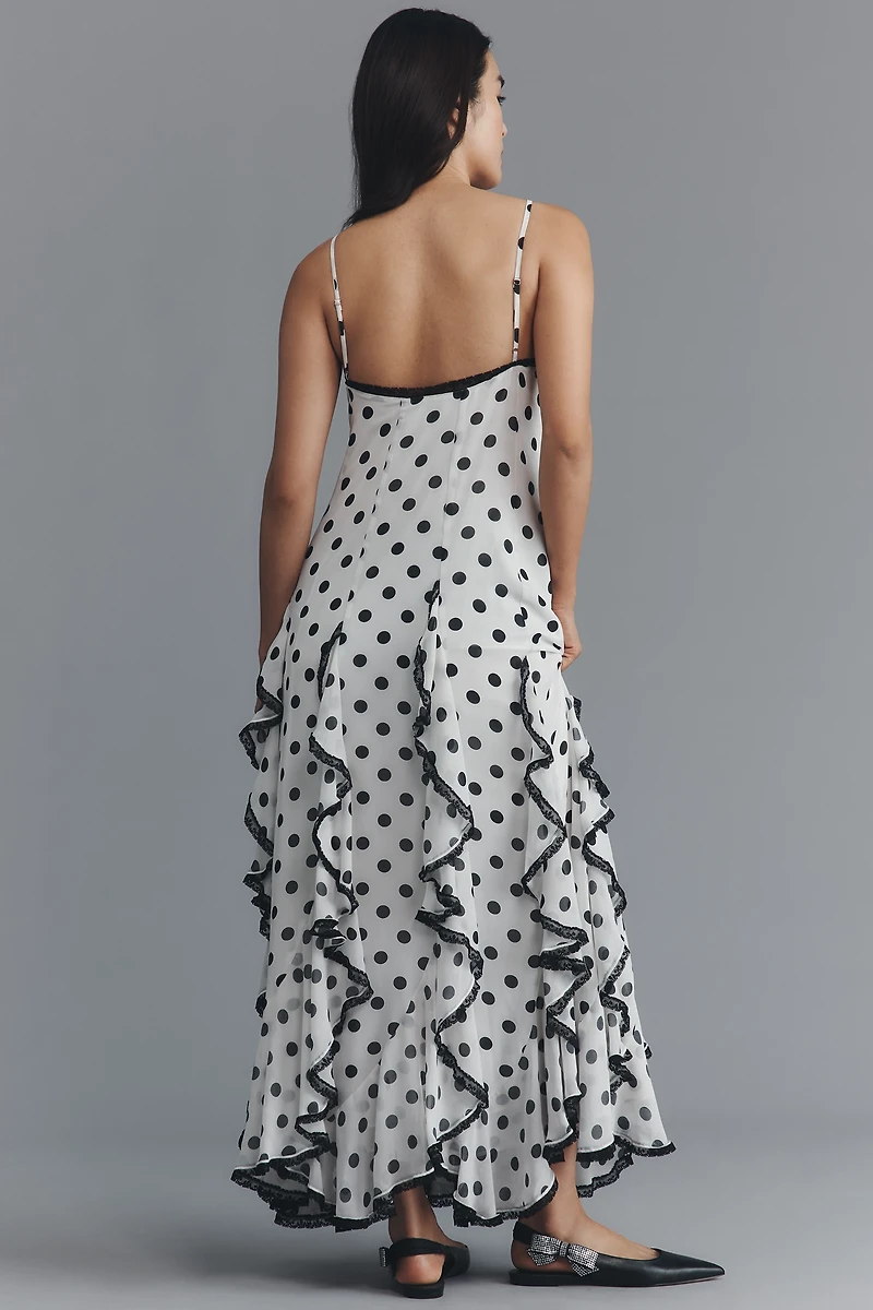 En Saison Francine Ruffled V-Neck Maxi Dress