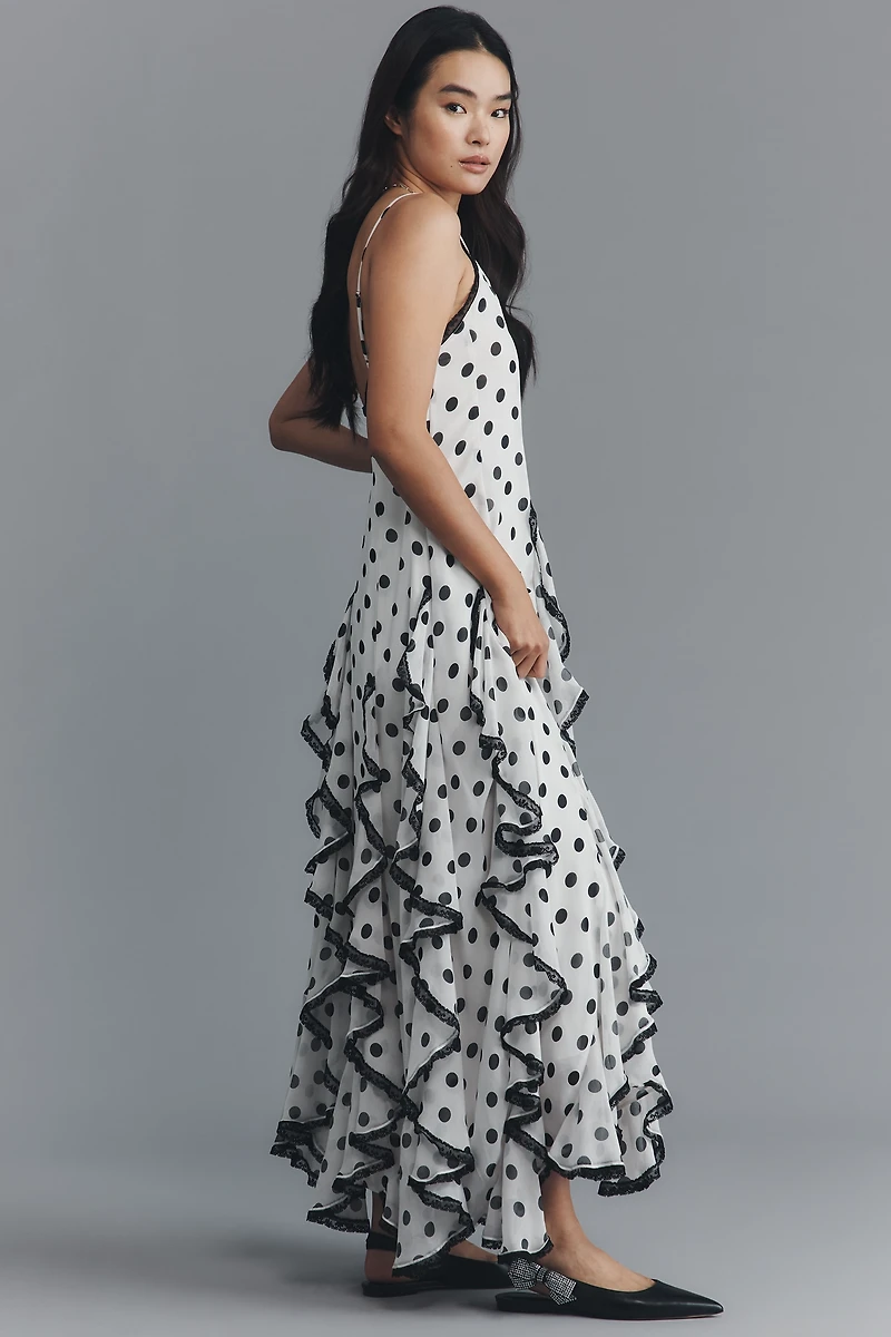 En Saison Francine Ruffled V-Neck Maxi Dress