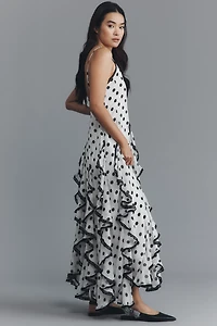 En Saison Francine Ruffled V-Neck Maxi Dress