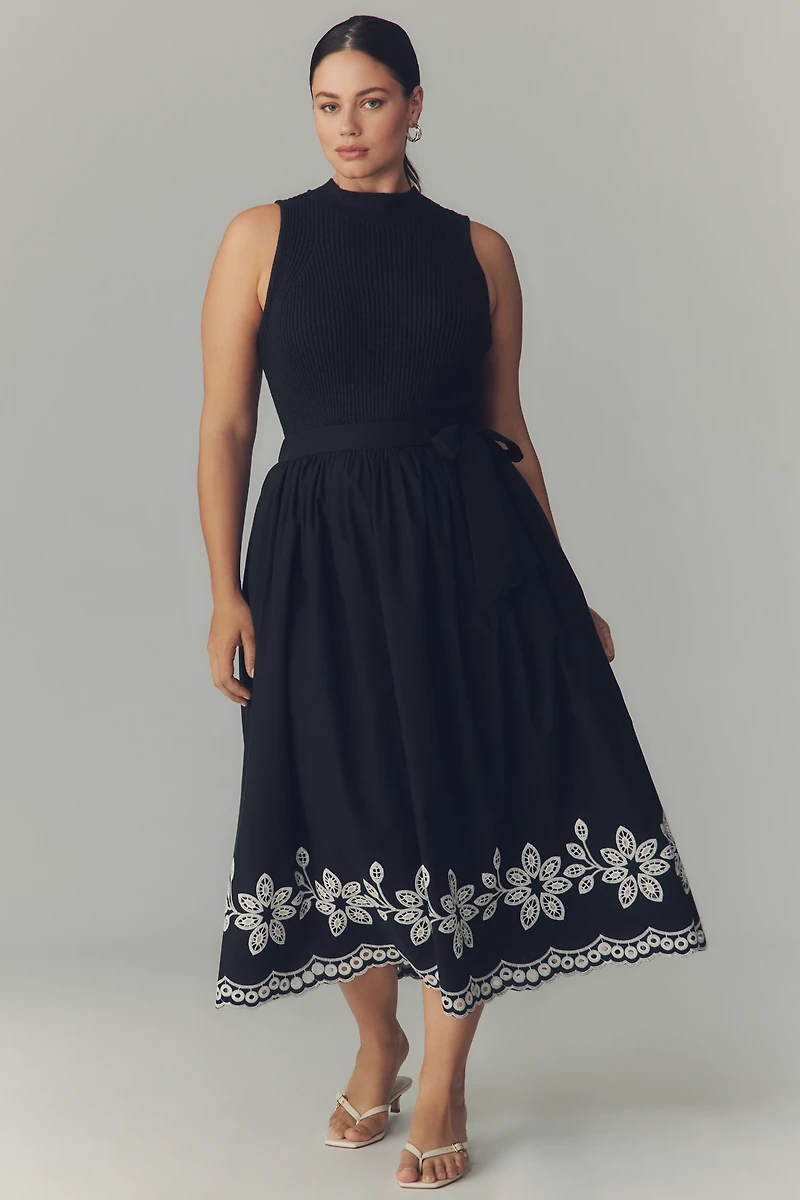 En Saison Isidora Sleeveless Embroidered Midi Dress