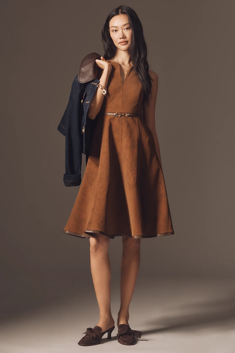 En Saison Eloise Sleeveless Faux-Suede Mini Dress