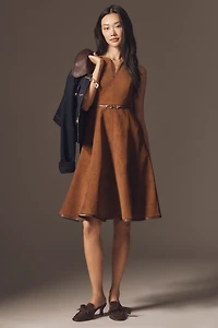 En Saison Eloise Sleeveless Faux-Suede Mini Dress