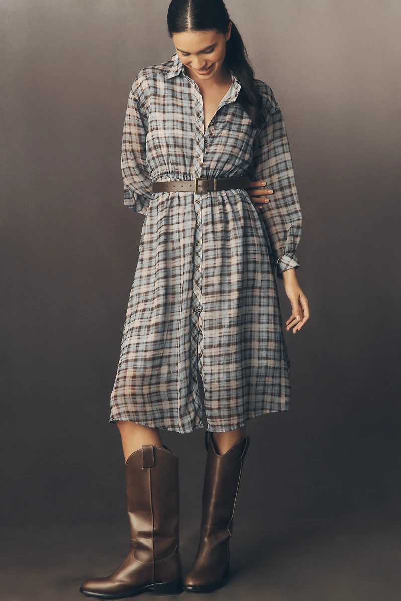 En Saison Briar Long-Sleeve Midi Shirt Dress
