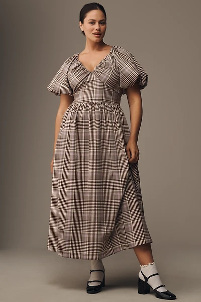 En Saison Charleigh Puff-Sleeve Midi Dress
