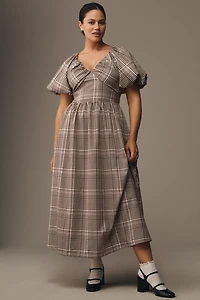 En Saison Charleigh Puff-Sleeve Midi Dress