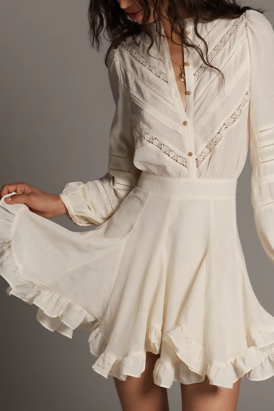 En Saison Gabriella Long-Sleeve Ruffle Mini Dress