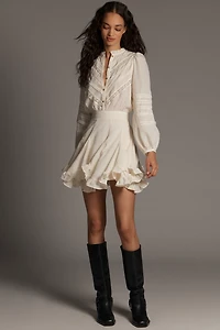 En Saison Gabriella Long-Sleeve Ruffle Mini Dress