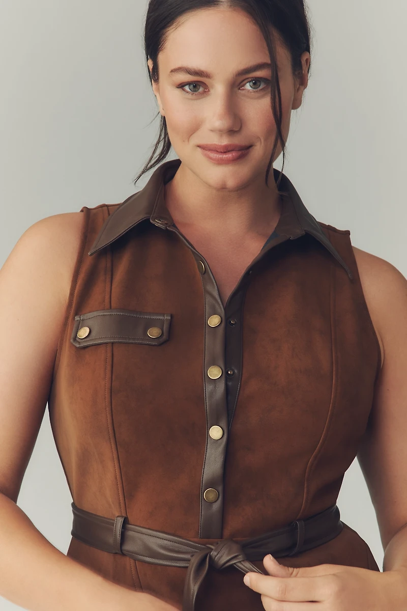 En Saison Eloise Faux-Suede Sleeveless Mini Dress