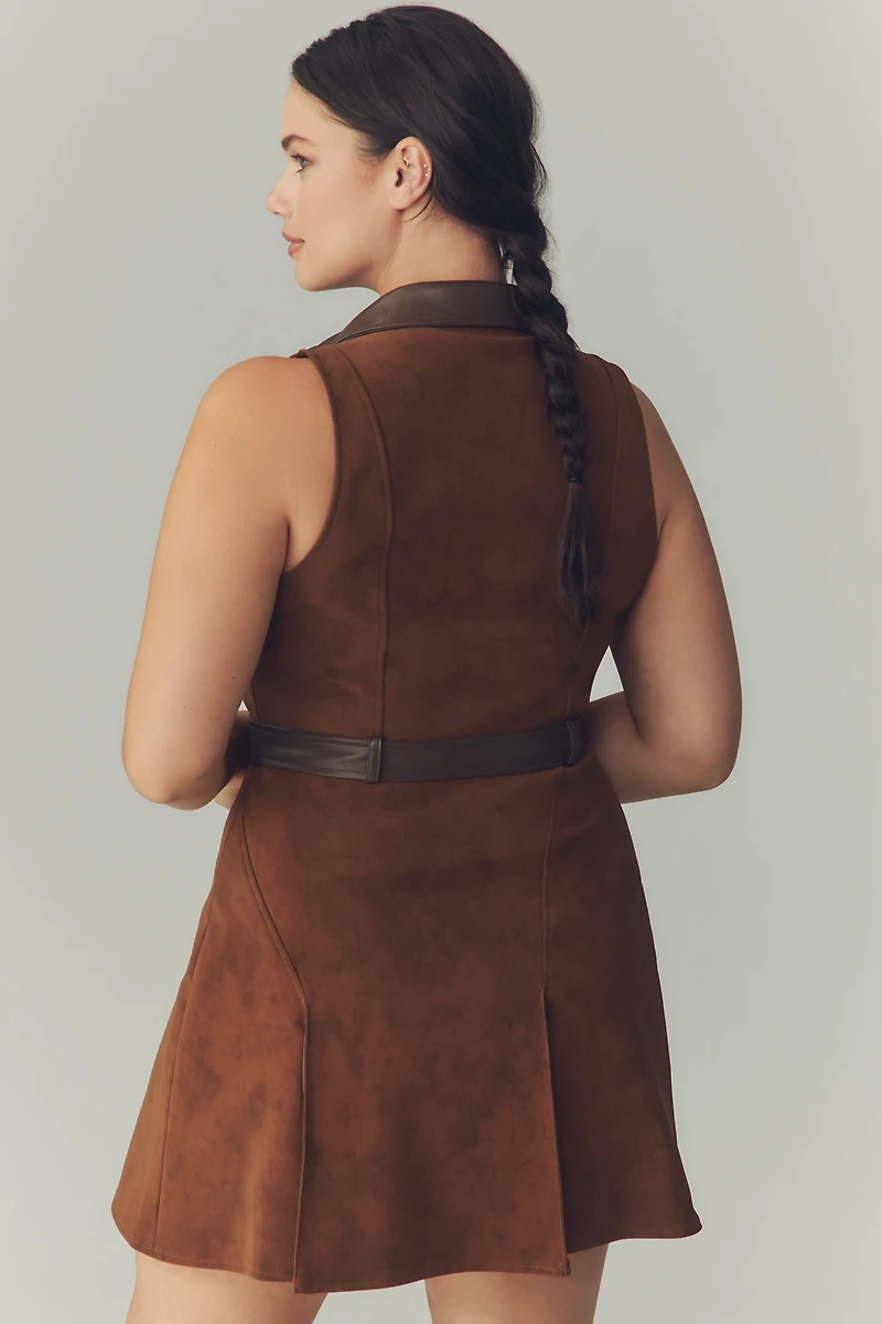 En Saison Eloise Faux-Suede Sleeveless Mini Dress