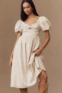 En Saison Rosalia Puff-Sleeve Midi Dress