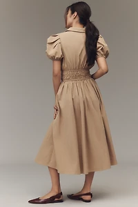 En Saison Marleigh Puff-Sleeve Midi Shirt Dress