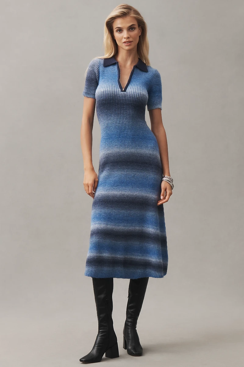 En Saison Ora Short-Sleeve Polo Midi Dress