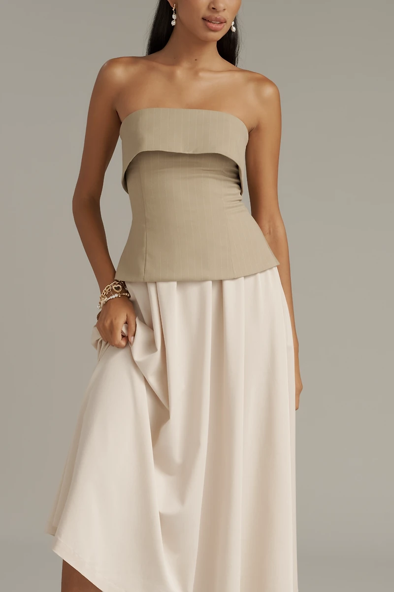 En Saison Arden Strapless Twofer Midi Dress