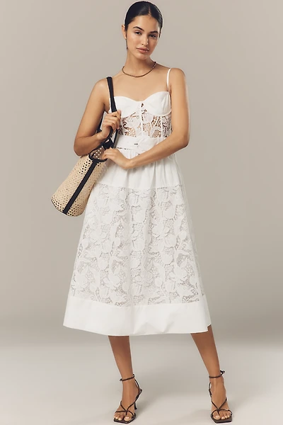 En Saison Marisol Lace Bustier Belted Midi Dress