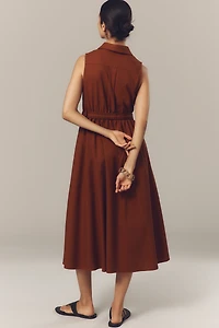 En Saison Megumi Linen Blend Sleeveless Midi Shirt Dress
