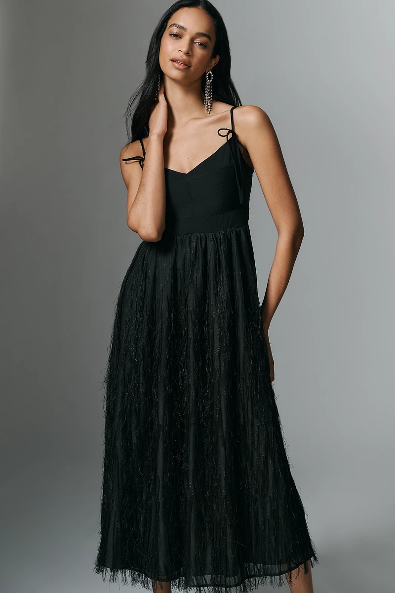 En Saison Roza A-Line Fringe Midi Dress