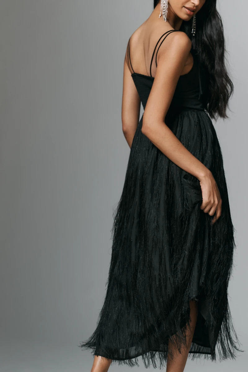 En Saison Roza A-Line Fringe Midi Dress