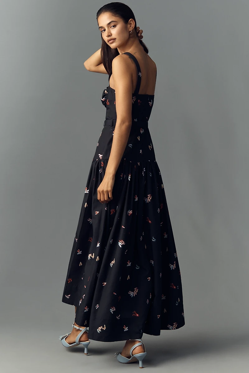 En Saison Belted Drop-Waist Midi Dress