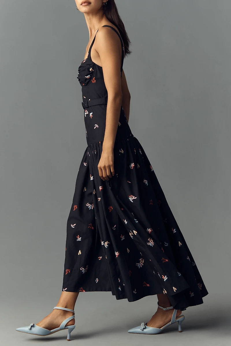 En Saison Belted Drop-Waist Midi Dress