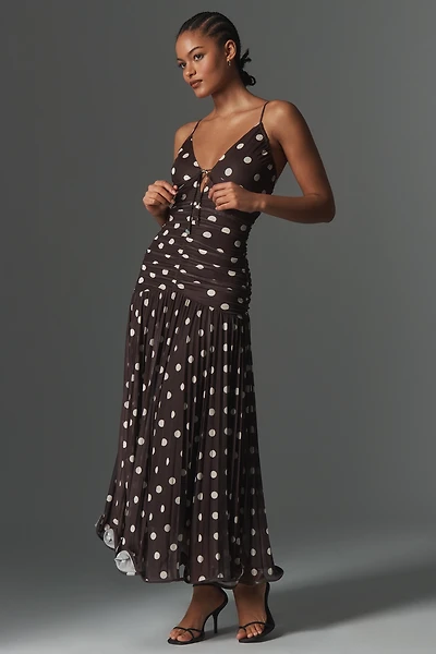 En Saison Lainey Ruched Drop-Waist Midi Dress