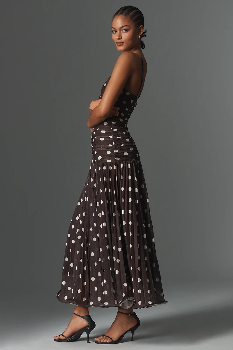 En Saison Lainey Ruched Drop-Waist Midi Dress