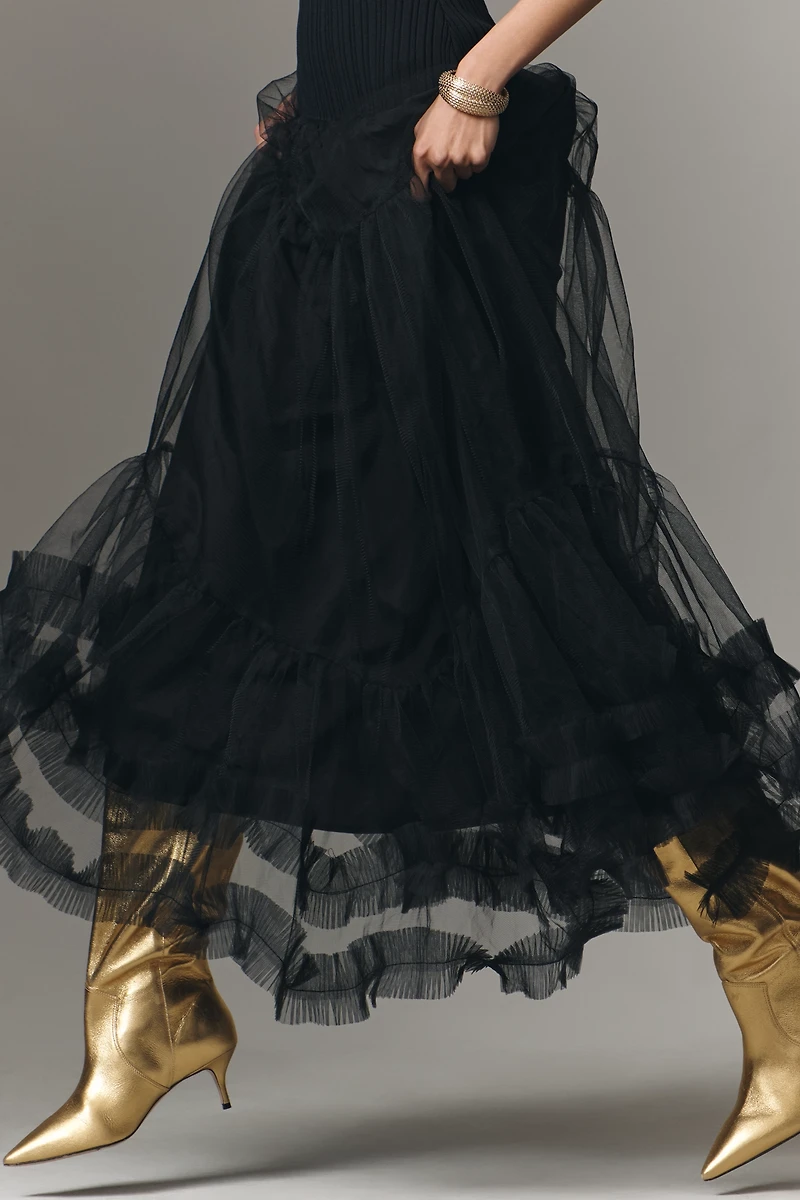 En Saison Darcy Sleeveless Tulle Midi Dress