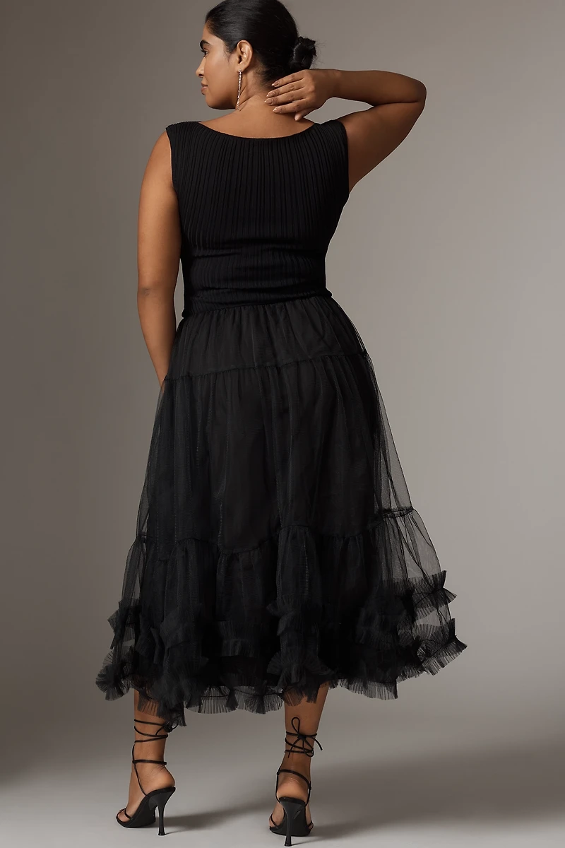 En Saison Darcy Sleeveless Tulle Midi Dress