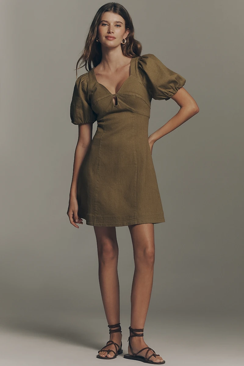 En Saison Sweetheart Puff-Sleeve Dress