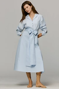 En Saison Cotton Wrap Shirt Dress