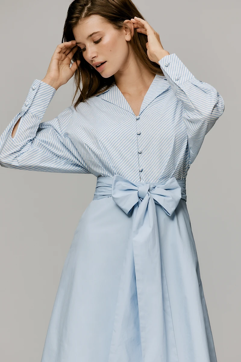 En Saison Cotton Wrap Shirt Dress