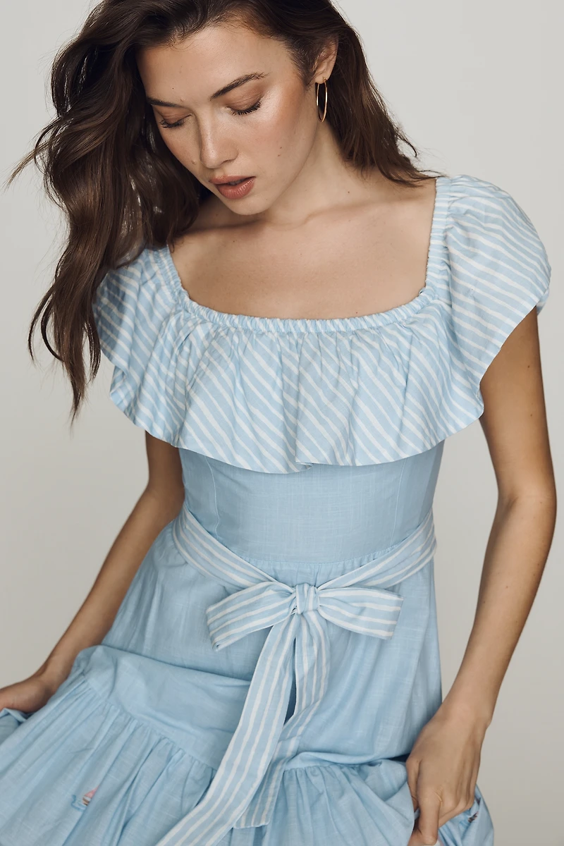 En Saison Dawn Cotton Off-Shoulder Midi Dress