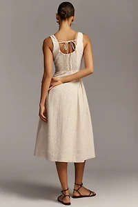 En Saison Blakely Boat-Neck Bow Midi Dress