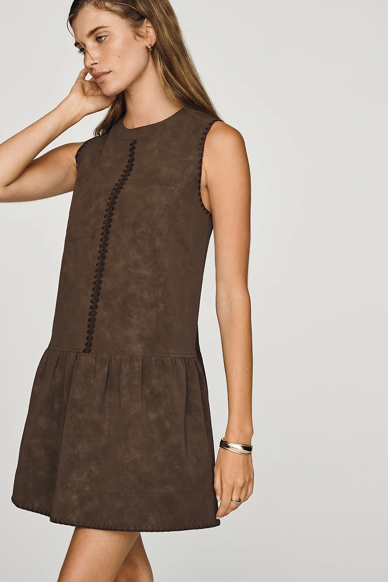 En Saison Pauline Faux-Suede Mini Dress