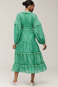 CeliaB Linen Blend Long-Sleeve Maxi Shirt Dress