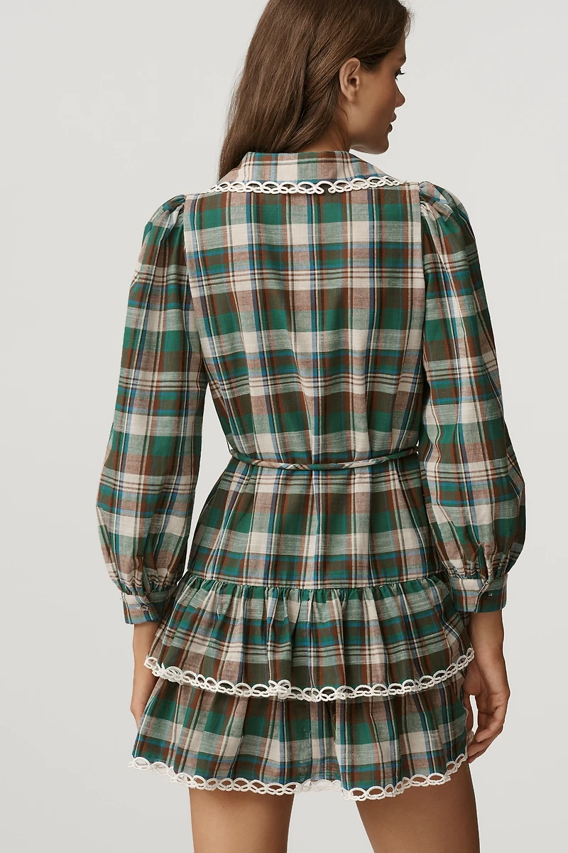 CeliaB Plaid Tiered Mini Dress