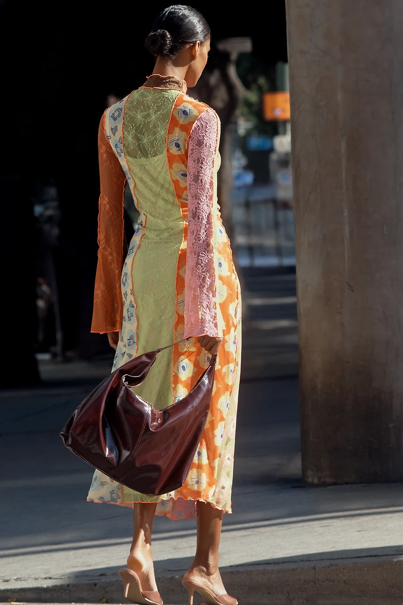 CeliaB Long-Sleeve Mesh Midi Dress