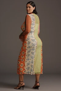 CeliaB Long-Sleeve Mesh Midi Dress