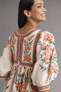 Farm Rio Puff-Sleeve Printed Dress
