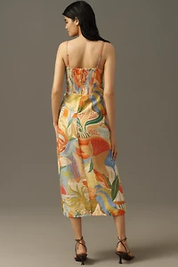 Farm Rio Linen Sleeveless Sweetheart Slim Maxi Dress
