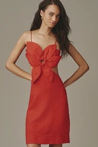 Farm Rio 3D Flower Linen Blend Mini Dress