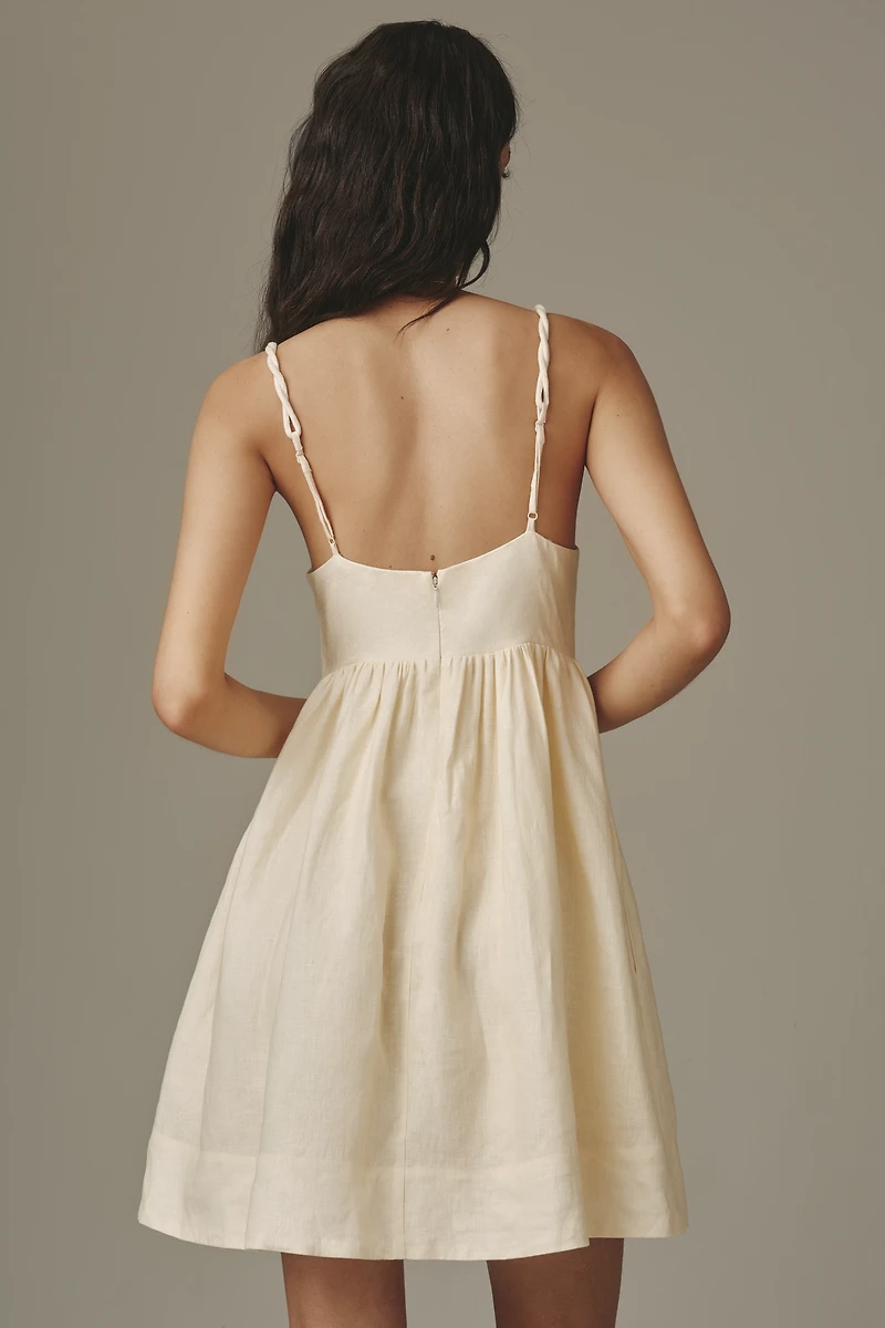 Farm Rio Linen Babydoll Mini Swing Dress