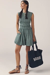 Hunter Bell Anita Gingham Smocked Bubble-Hem Mini Dress