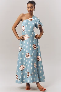 Hunter Bell Carmen Linen Blend Midi Dress