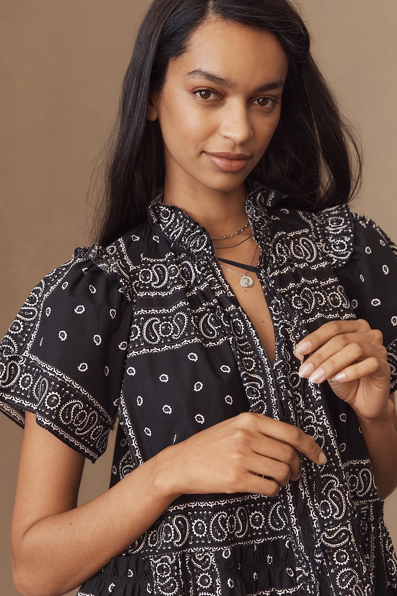 Hunter Bell Merritt Short-Sleeve Mini Swing Dress