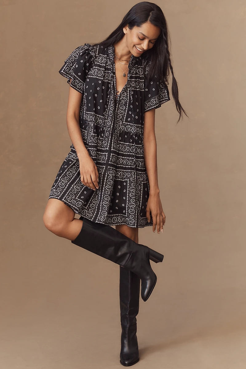 Hunter Bell Merritt Short-Sleeve Mini Swing Dress