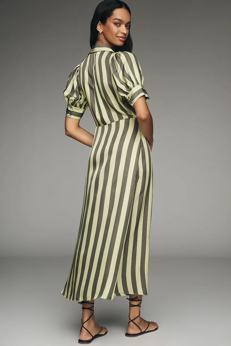 Hunter Bell Iris Short-Sleeve Tie-Front Midi Dress