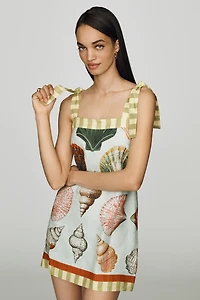 Hunter Bell Alba Printed Linen-Blend Mini Dress